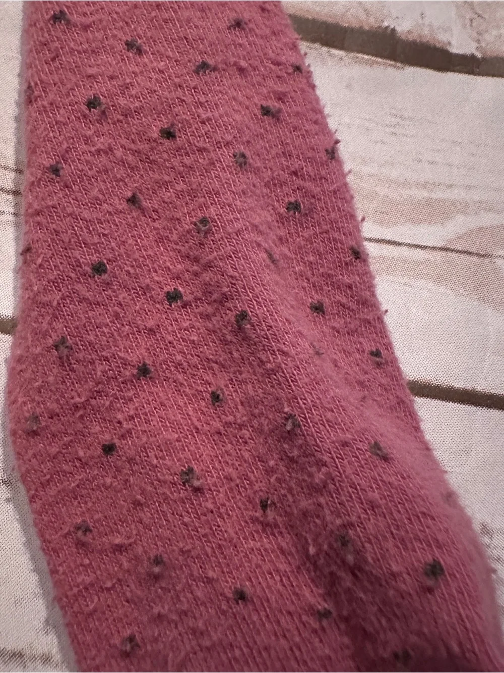 Mini Boden mauve tights with small dark polka dots